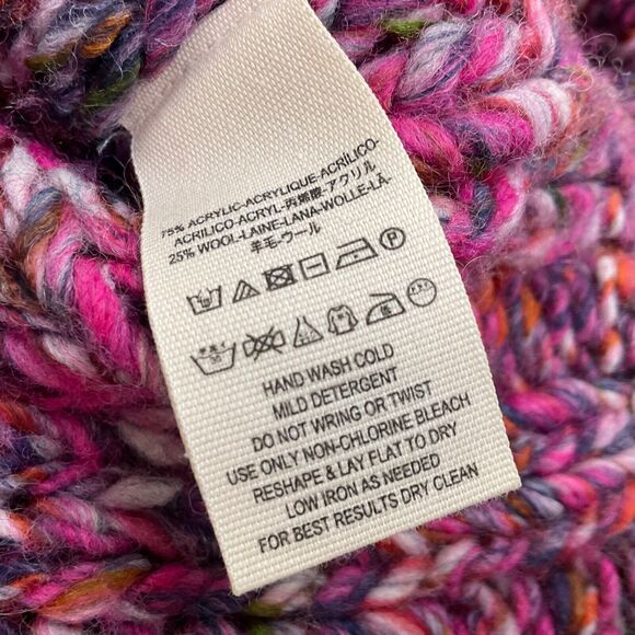 Free People sweater Women's Size S/P Purple Chunky Cable-Knit Wool Blend LS - Picture 5 of 11